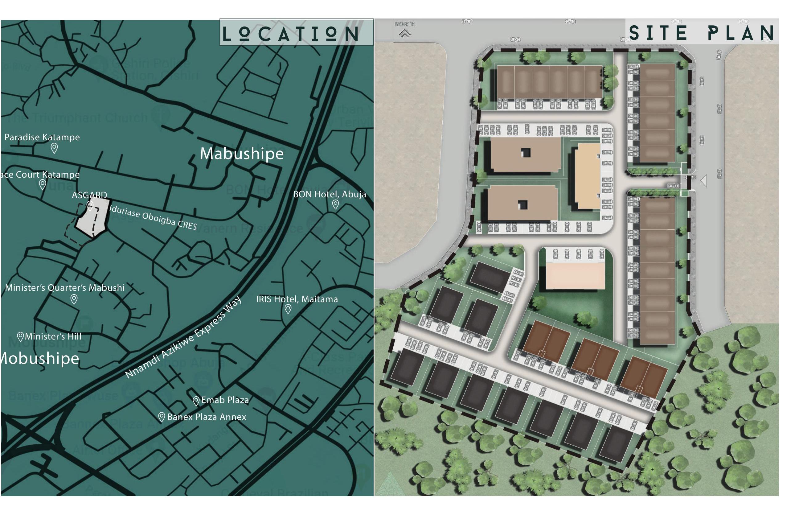 Asgard Estate site plan and location, Mabushi