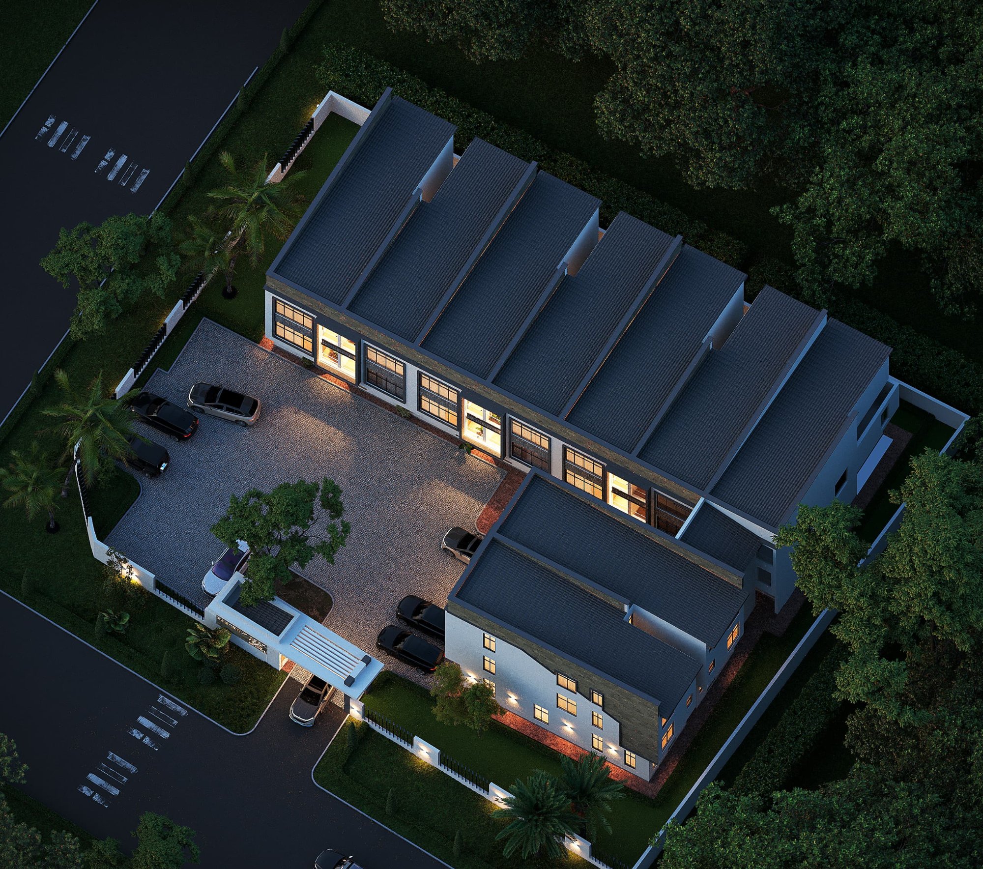 Aerial Overview Dusk