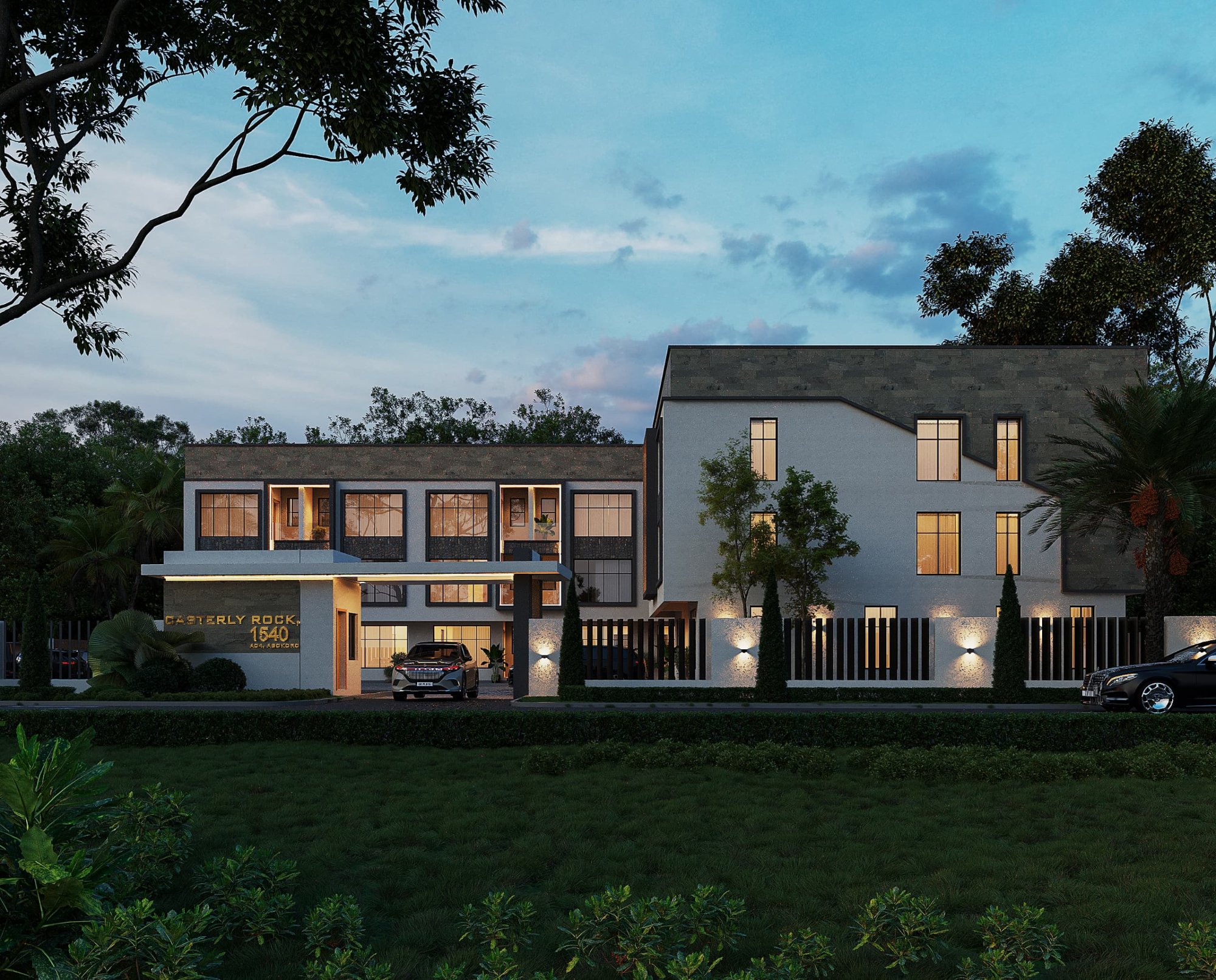 Wide Estate View Dusk